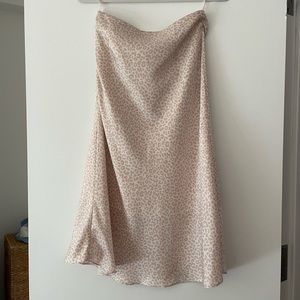 Lucy Paris blush leopard print satin silky midi skirt- never been worn with tags